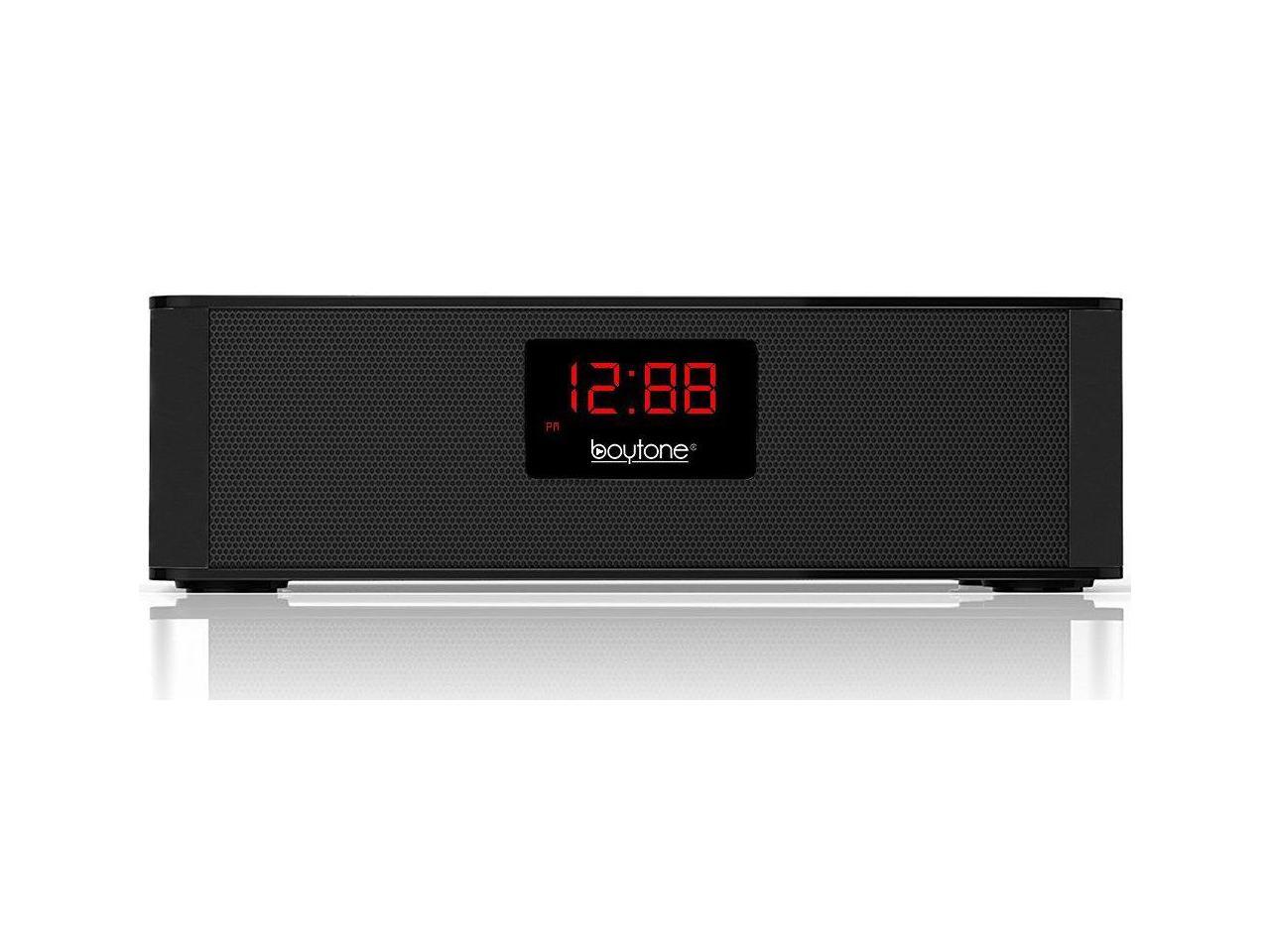 Boytone BT87CR Portable FM Radio Alarm Clock, Wireless Bluetooth 4.1