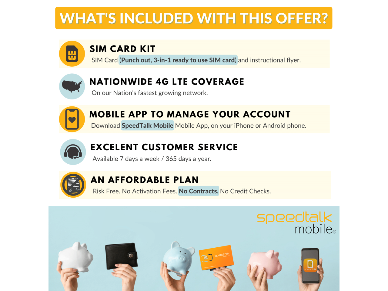 SpeedTalk Mobile $11SIM Card Kit for Smart Phones | Unlimited Talk & Text  +500MB Data 5G 4G LTE | Preloaded 3 in 1 simcard - 30 Days Nationwide  Cellular Service Plan - Newegg.com