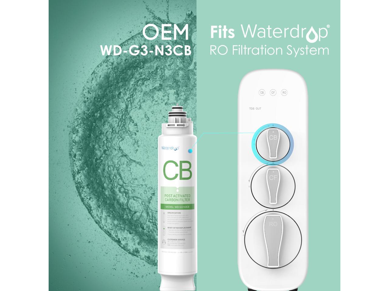 Waterdrop WDG3N3CB Activated Carbon Block Filter, 1year Lifetime