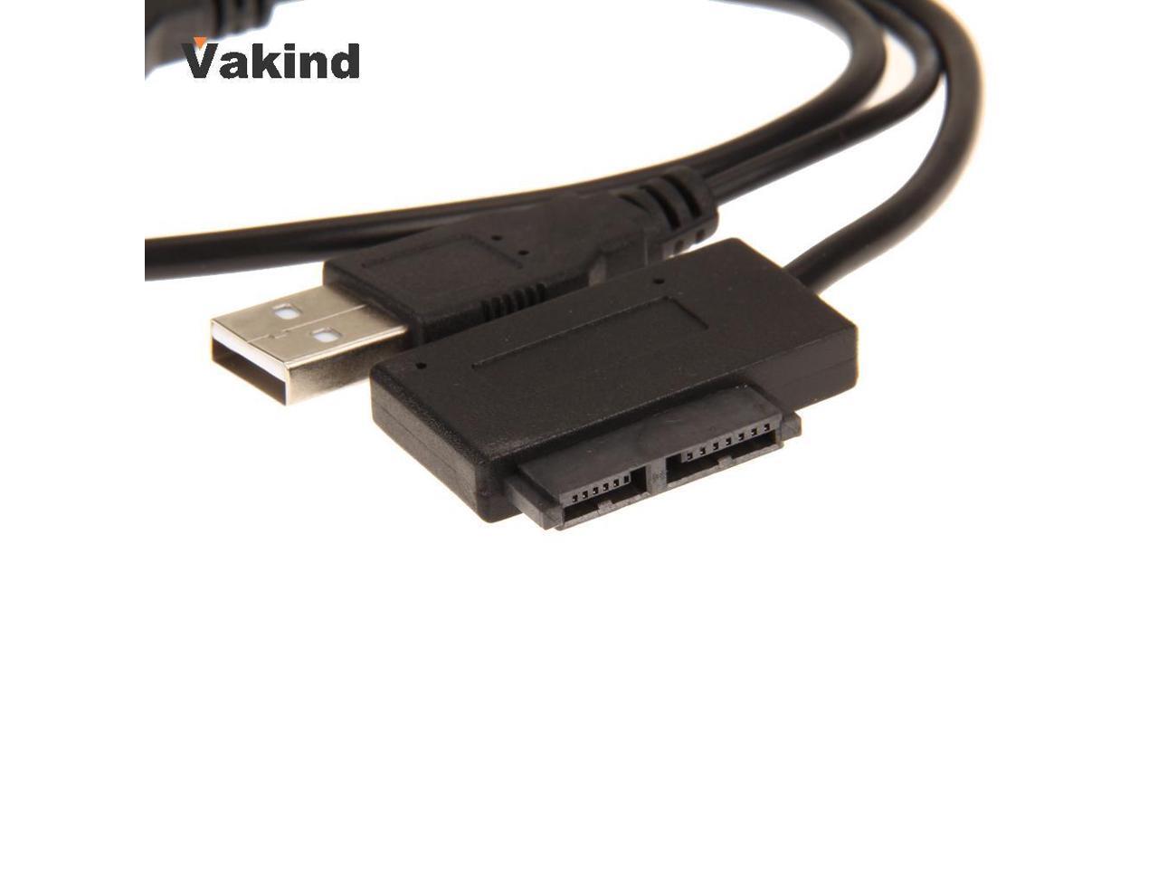 Black 43cm USB 2.0 to 13 Pin Male to Female Slim Optical Drive Adapter