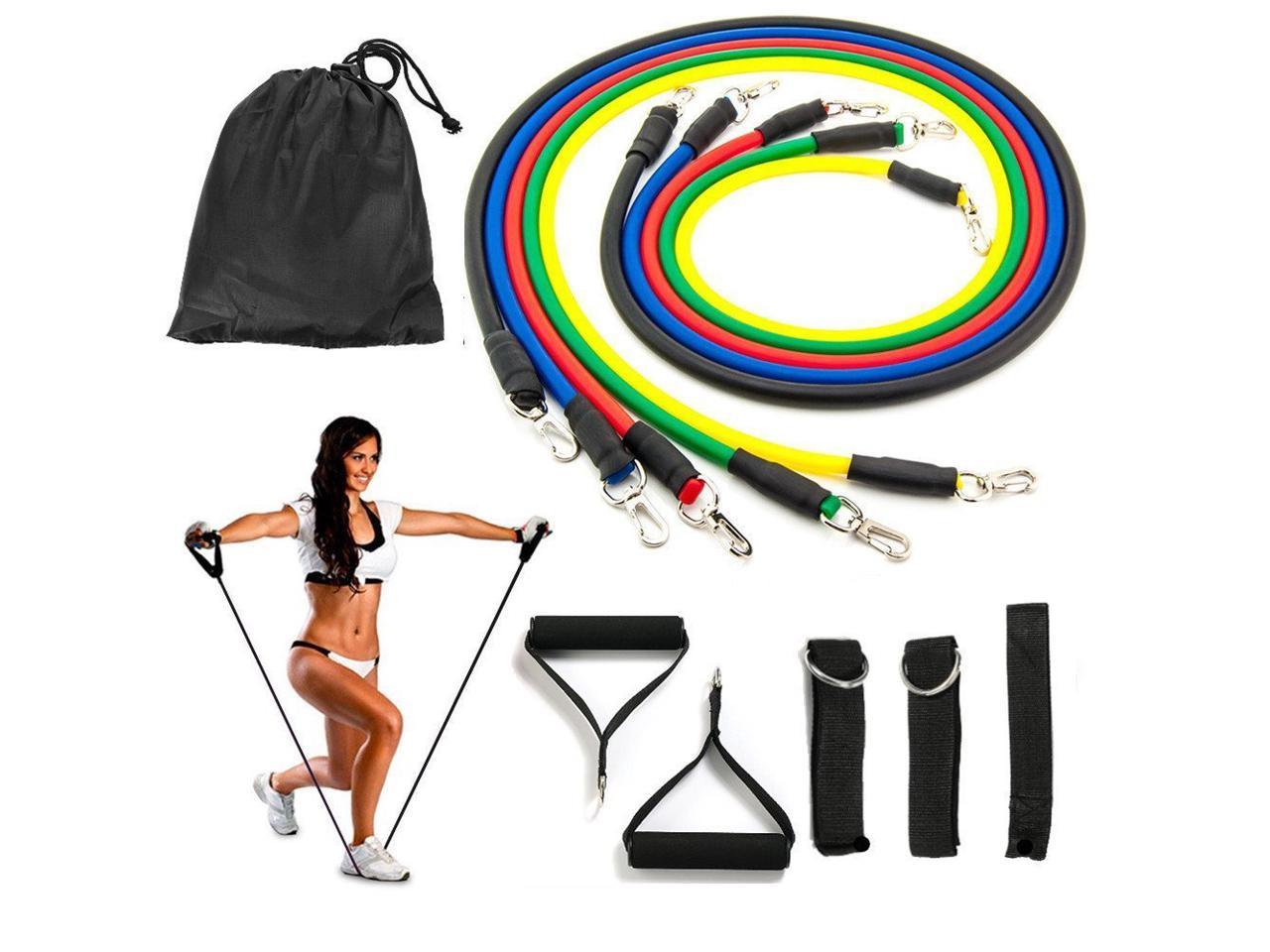 Details about   6pc FITNESS STRECH BANDS Portable Exercise Band Set w/ Door Anchor Carrying Case 