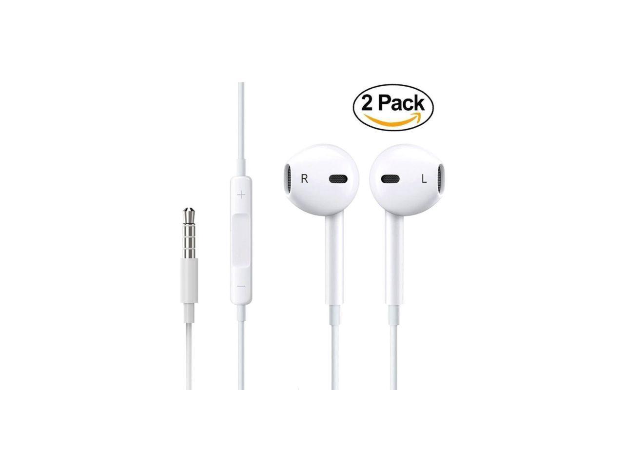 2 Pack Apple Earbuds Earphones With Microphone And Remote Control Wired Headphones 3 5mm Jack Ear Buds For For Iphone Ipad Ipod Samsung Galaxy And Android Cell Phones Apple Earbuds Earphones With Mic