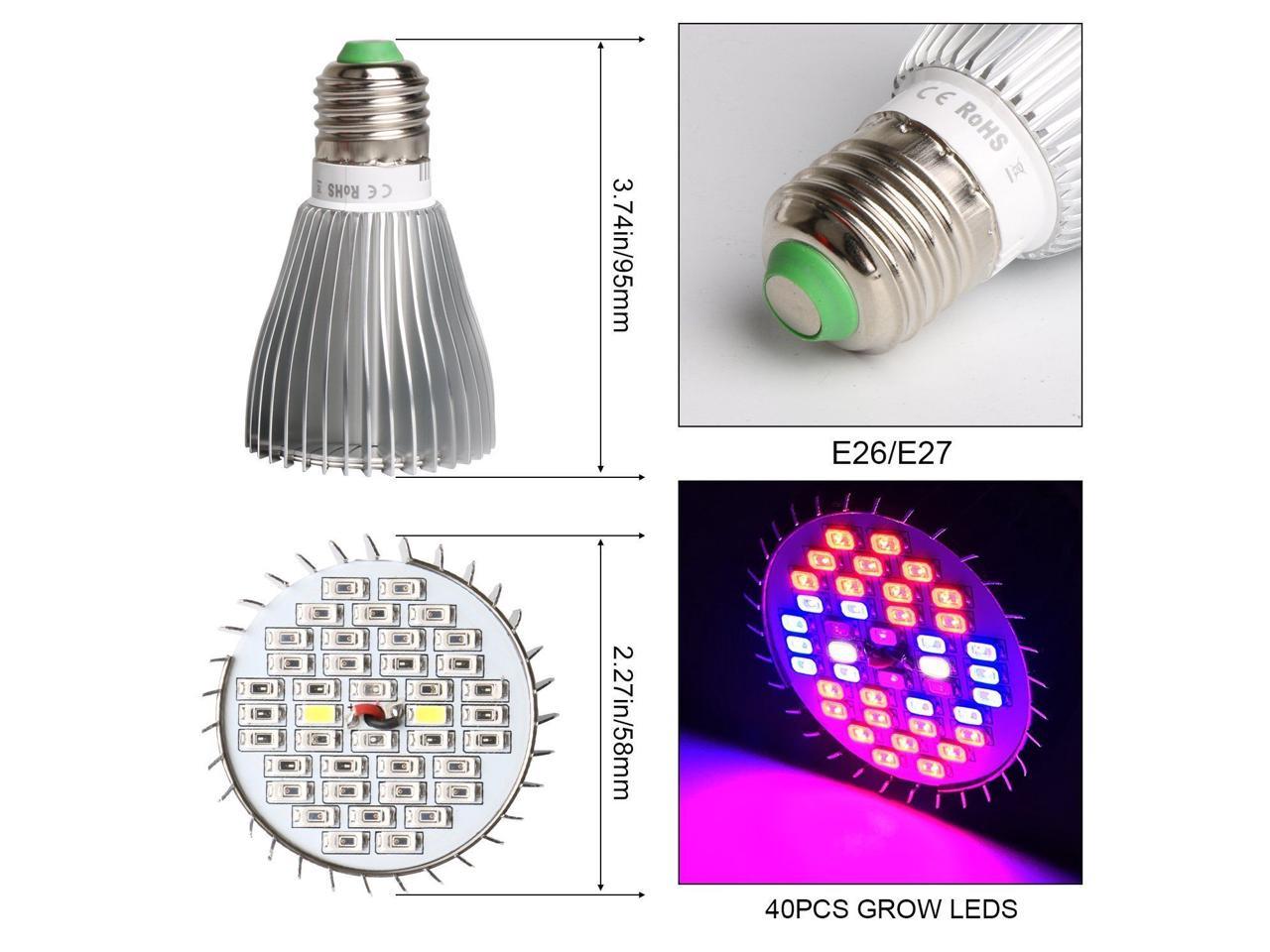 30W Full Spectrum E27 E26 LED Grow Light Bulb Lamp for Veg Bloom Indoor Plant 