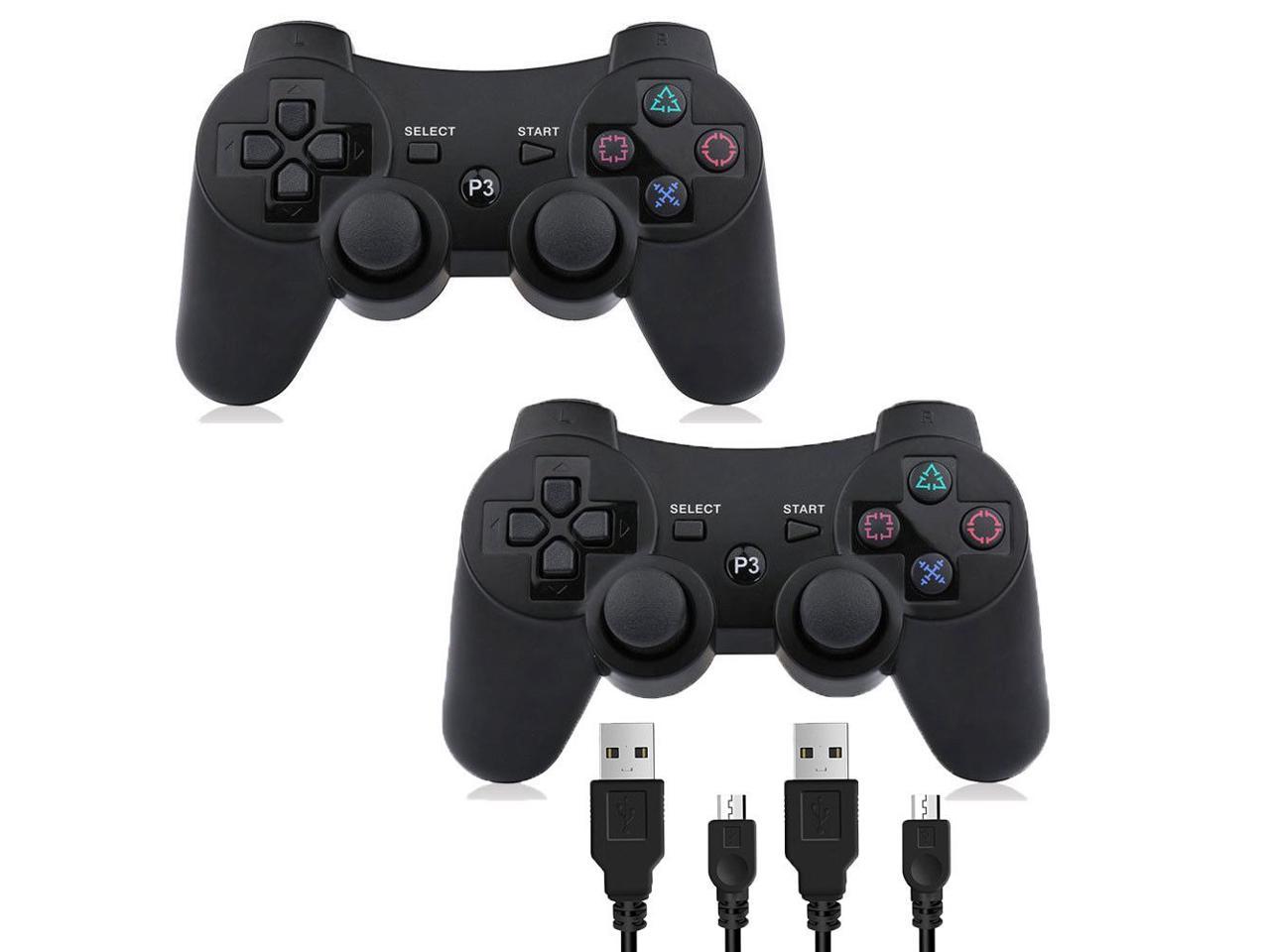 hver gang lomme Almindelig PS3 Controller Wireless 2 Pcs Double Shock Gamepad for Playstation 3,  Sixaxis wireless PS3 Controller with Charging Cable (2 Black) - Newegg.com