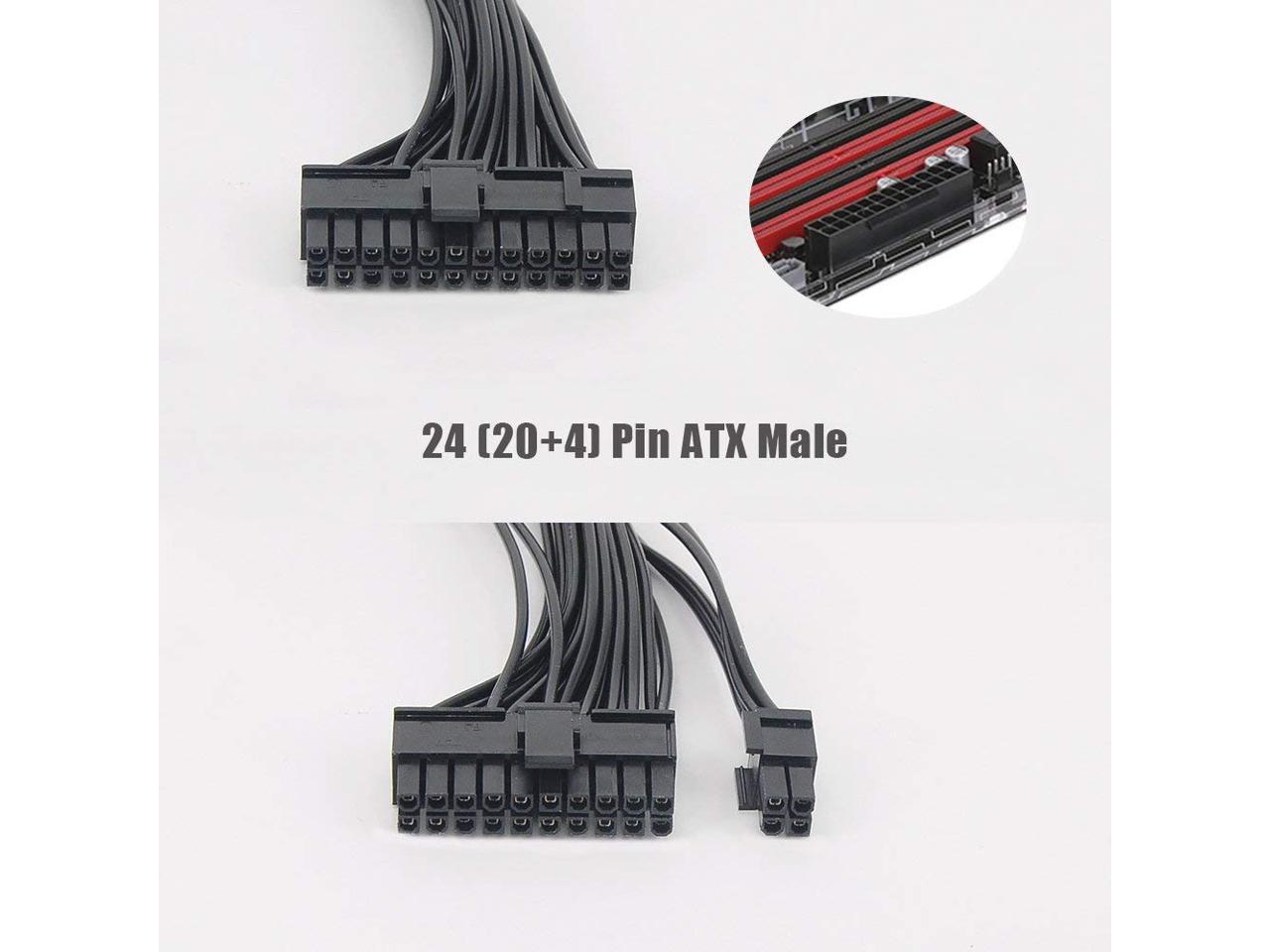20+4 ATX Motherboard Adapter Cable For Mining 2x Dual PSU Power Supply 24pin 
