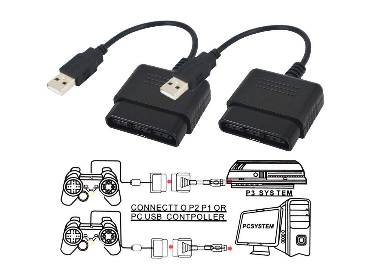 Werleo PlayStation 2 Controller to USB Adapter for PC or Playstation 3 Converter Cable for Sony DualShock PS2 PS3 Controllers - 2 Packs Newegg.com
