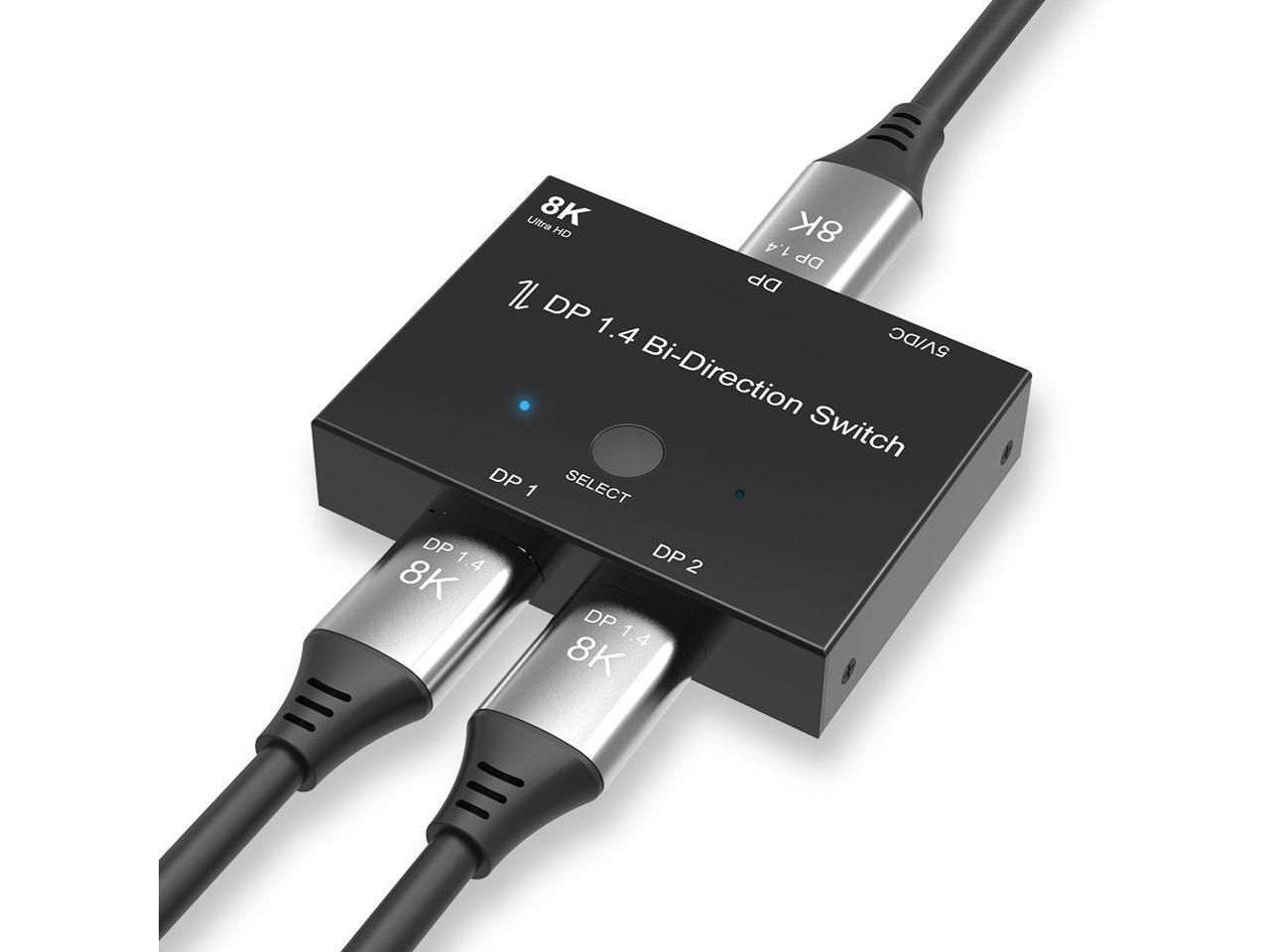 CableDeconn DisplayPort 8K DP 1.4 Switch Bi-Direction 8K@30Hz 4K@120Hz  Splitter Converter for Multiple Source and displays. - Newegg.com