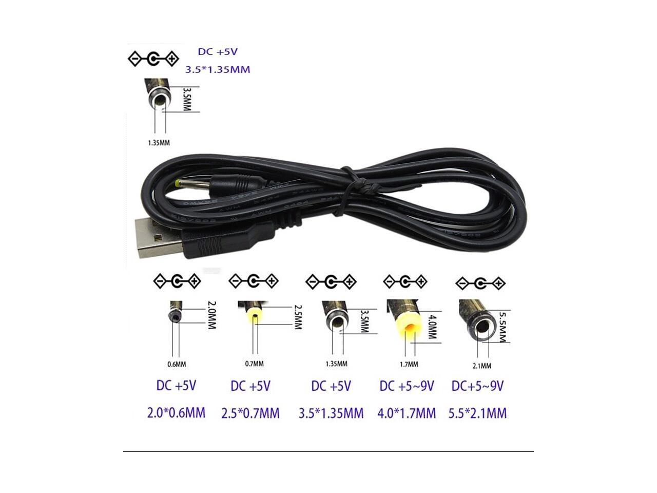 1.35 mm 5 Volt DC Barrel Jack Power Cable USB A to DC 3.5 mm 