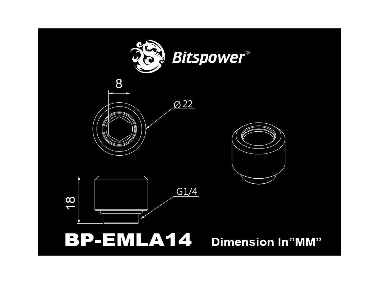 Bitspower G1/4" Advanced MultiLink Fitting, for 14mm OD Rigid Tubing