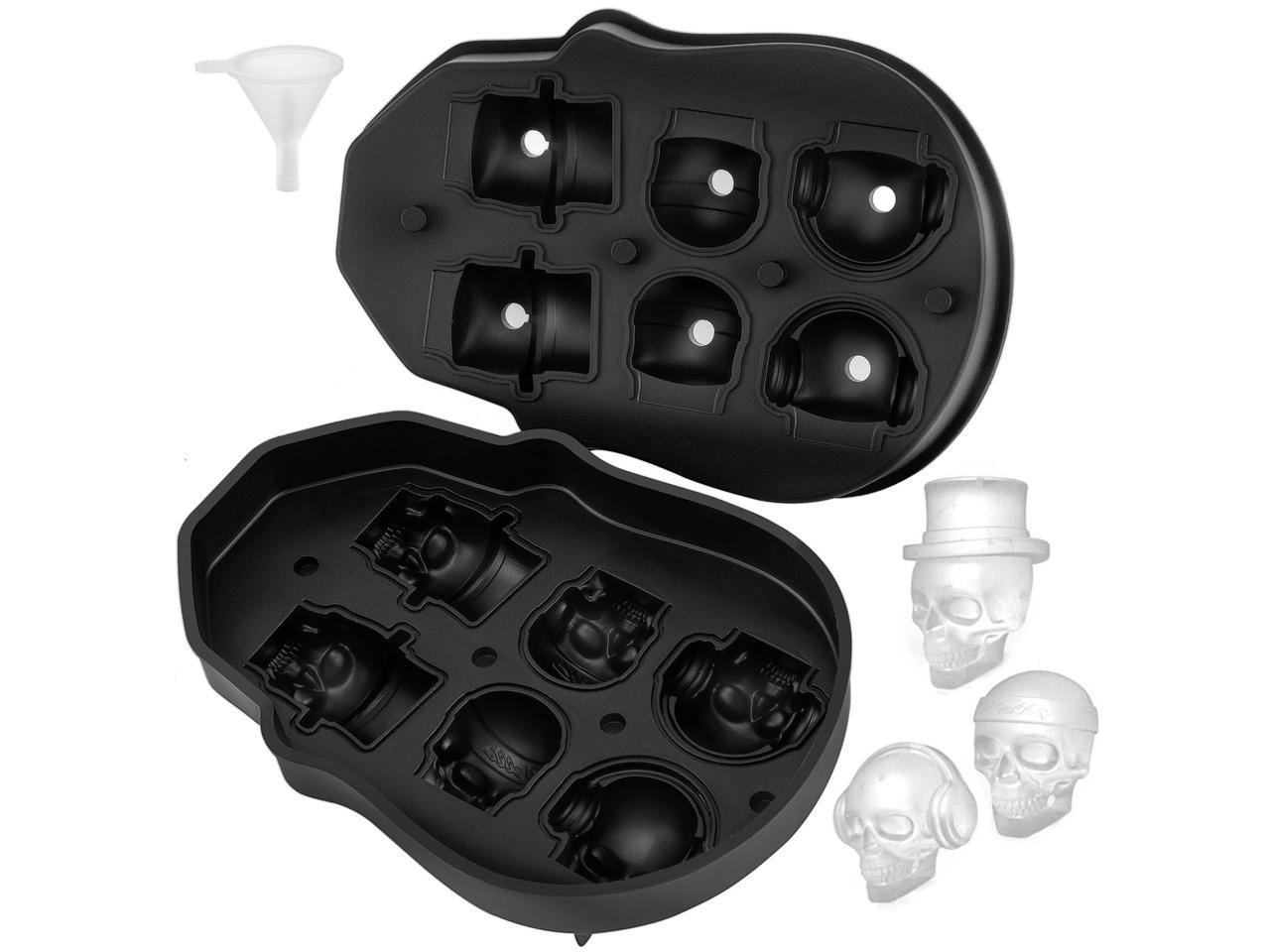 Details about   3D Black Flexible Silicone Skull Shape Ice Cube Tray Mold Whiskey Ice Ball Maker 