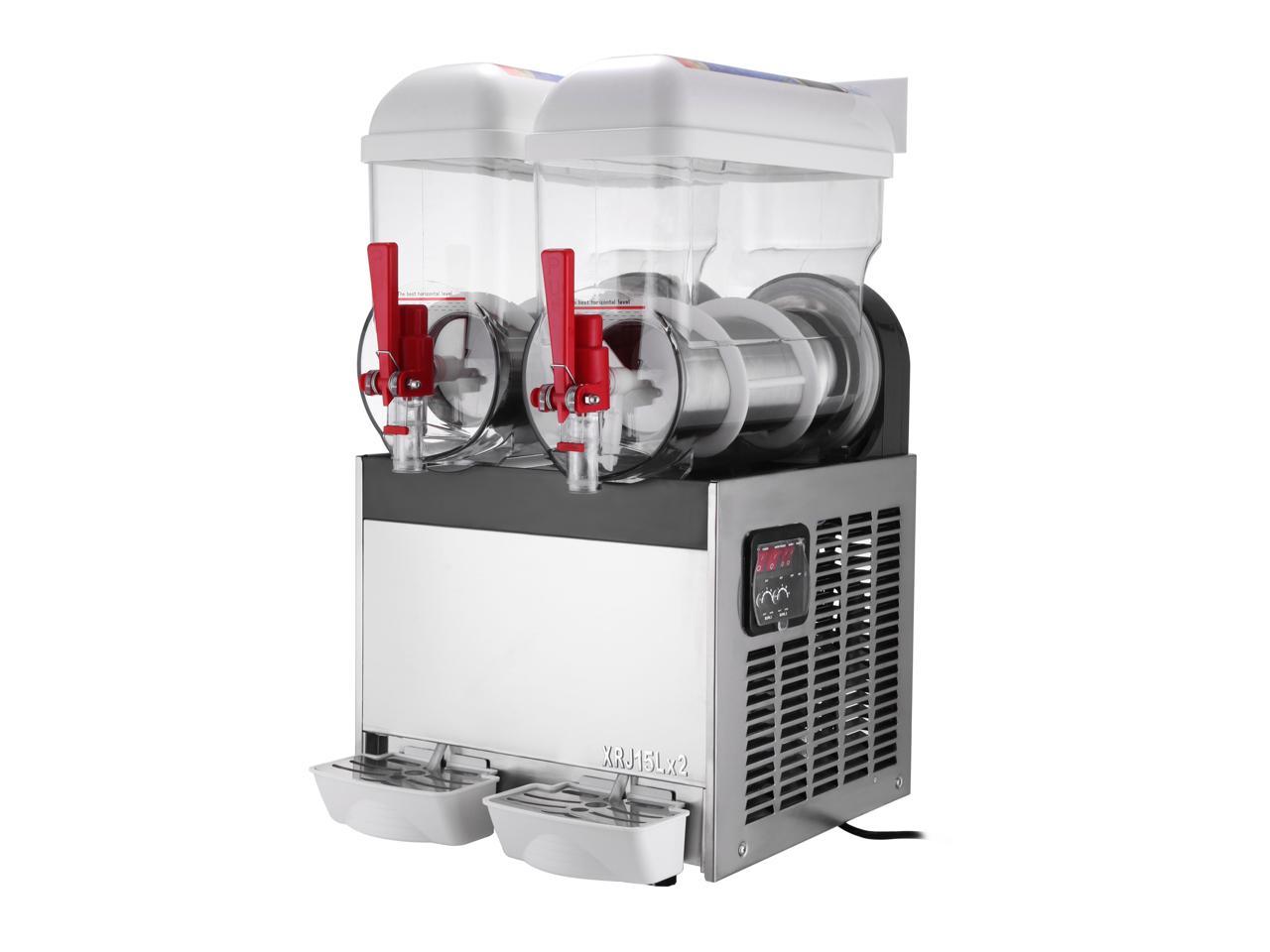 Commercial Double Bowl Slush Machine 2x15L Slush Drinks Machine Fast Freeze 