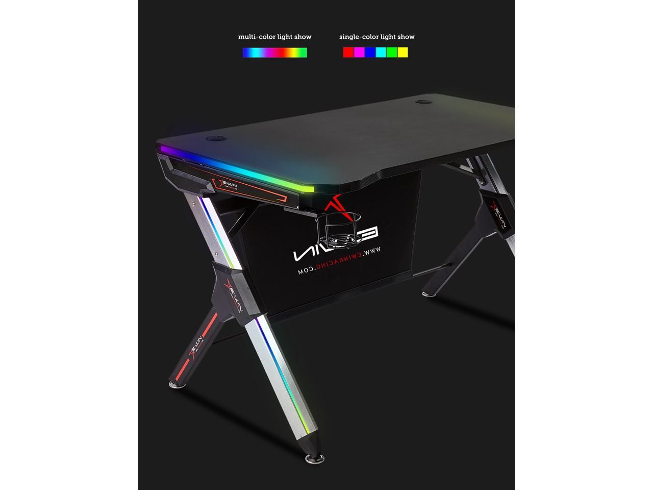 E-WIN® 2.0 Edition RGB Gaming Desk with RGB Lights, Smart Wireless ...