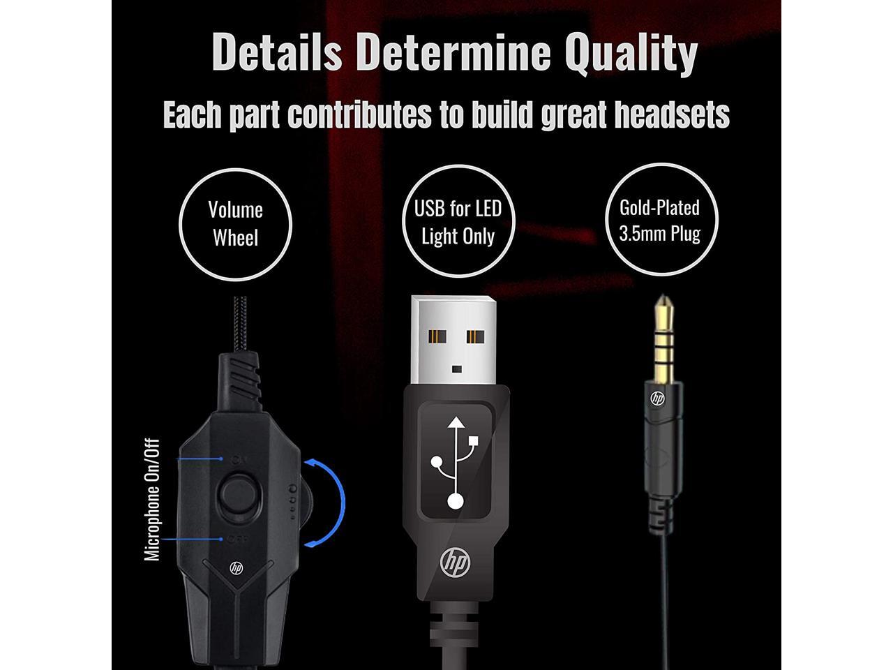 HP Wired Overear Gaming Headset with Noise Canceling Microphone and