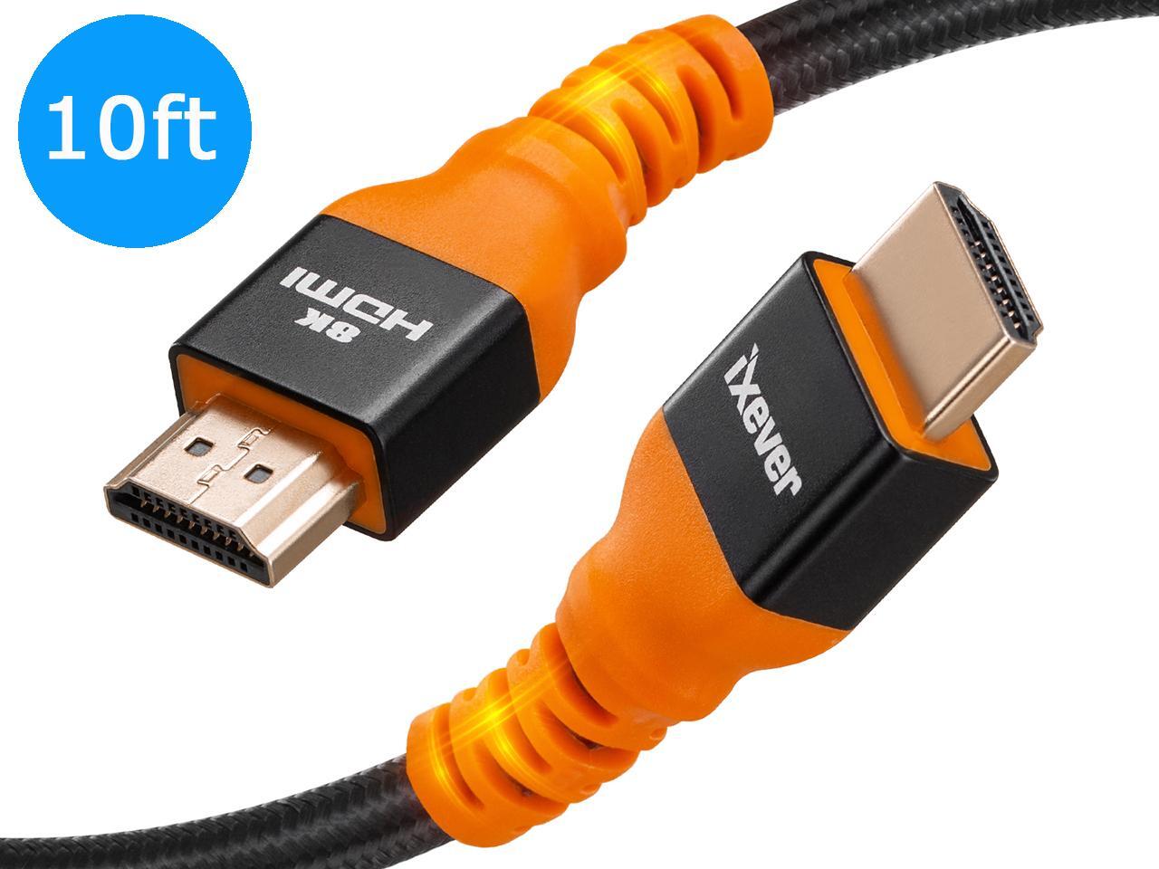 8K HDMI Cable 10ft, iXever Ultra HD High Speed 48Gpbs HDMI 2.1 Cable 8K
