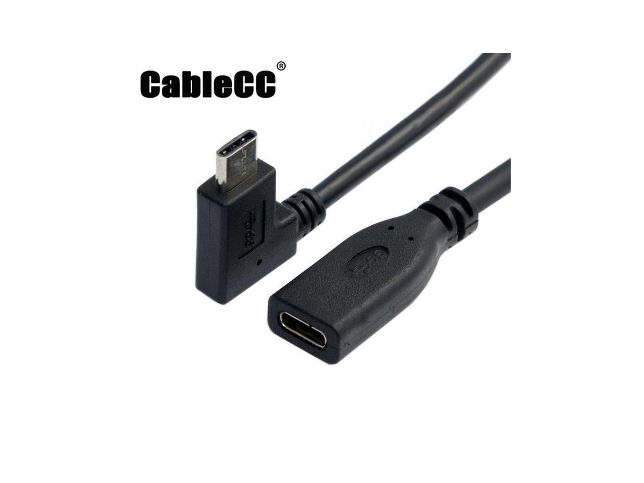 Cablecc 90 Degree Right Angled USBC USB 3.1 Type C Male to Female Extension Data Cable for