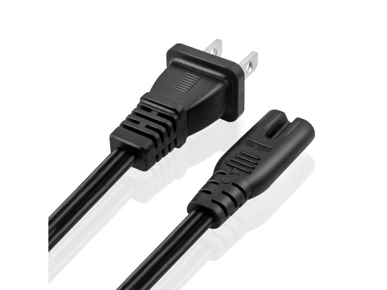 Compatible w/Apple TV PS4 PS3 Slim LED HDT TNP Products TNP Universal 2 Prong Angled Power Cord 15 Feet - NEMA 1-15P to IEC320 C7 Figure 8 Shotgun Connector AC Power Supply Cable Wire Socket Plug Jack Black 