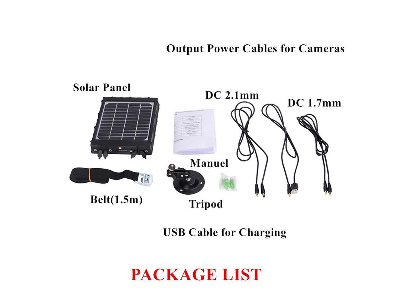 Trail Camera Solar Panel 8000mAh Supporting 3 Voltages 12V/1.2A 9V/1.6A 6V/2.4A 