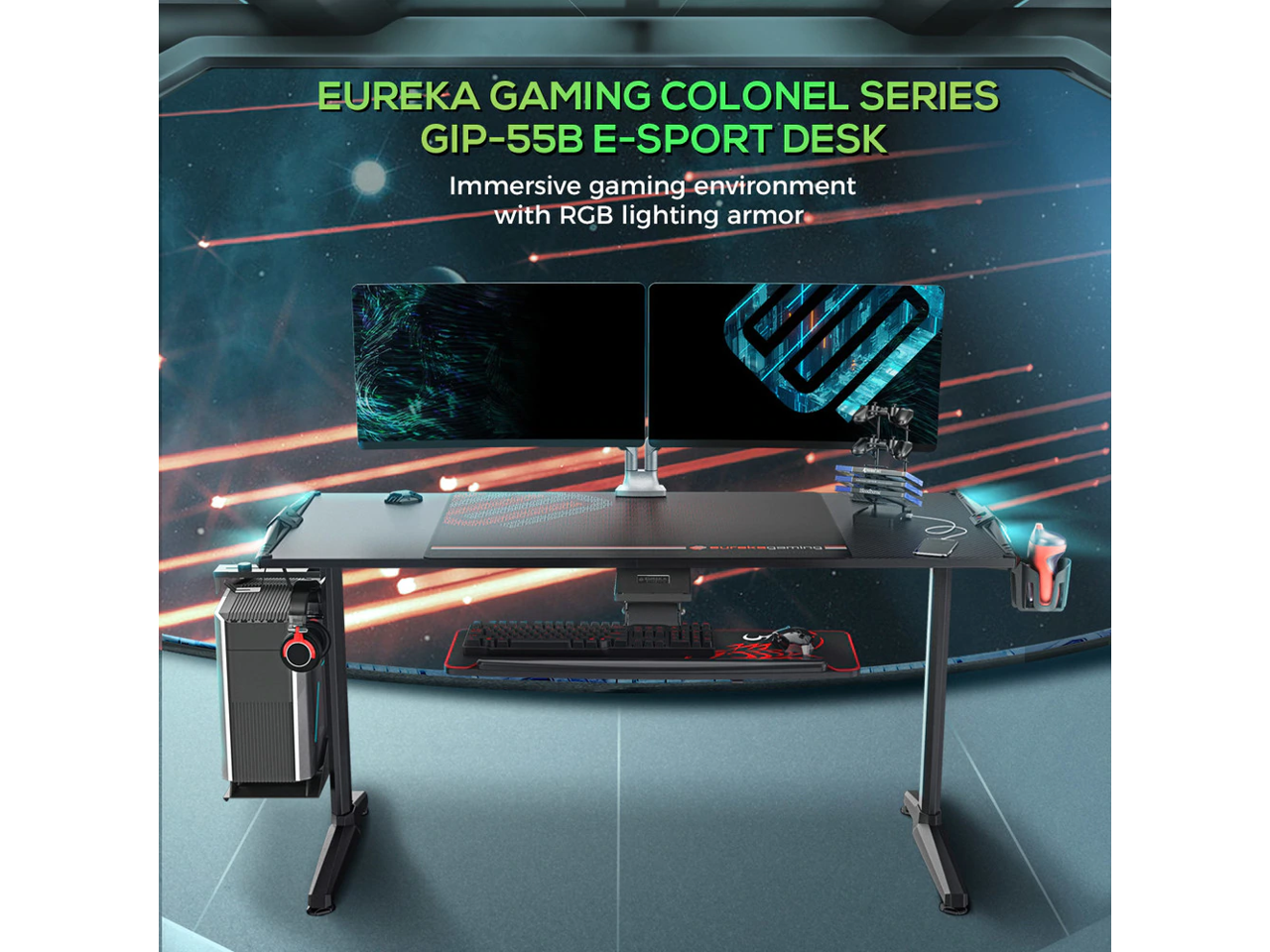 Стол геймерский eureka с rgb подсветкой gip 44