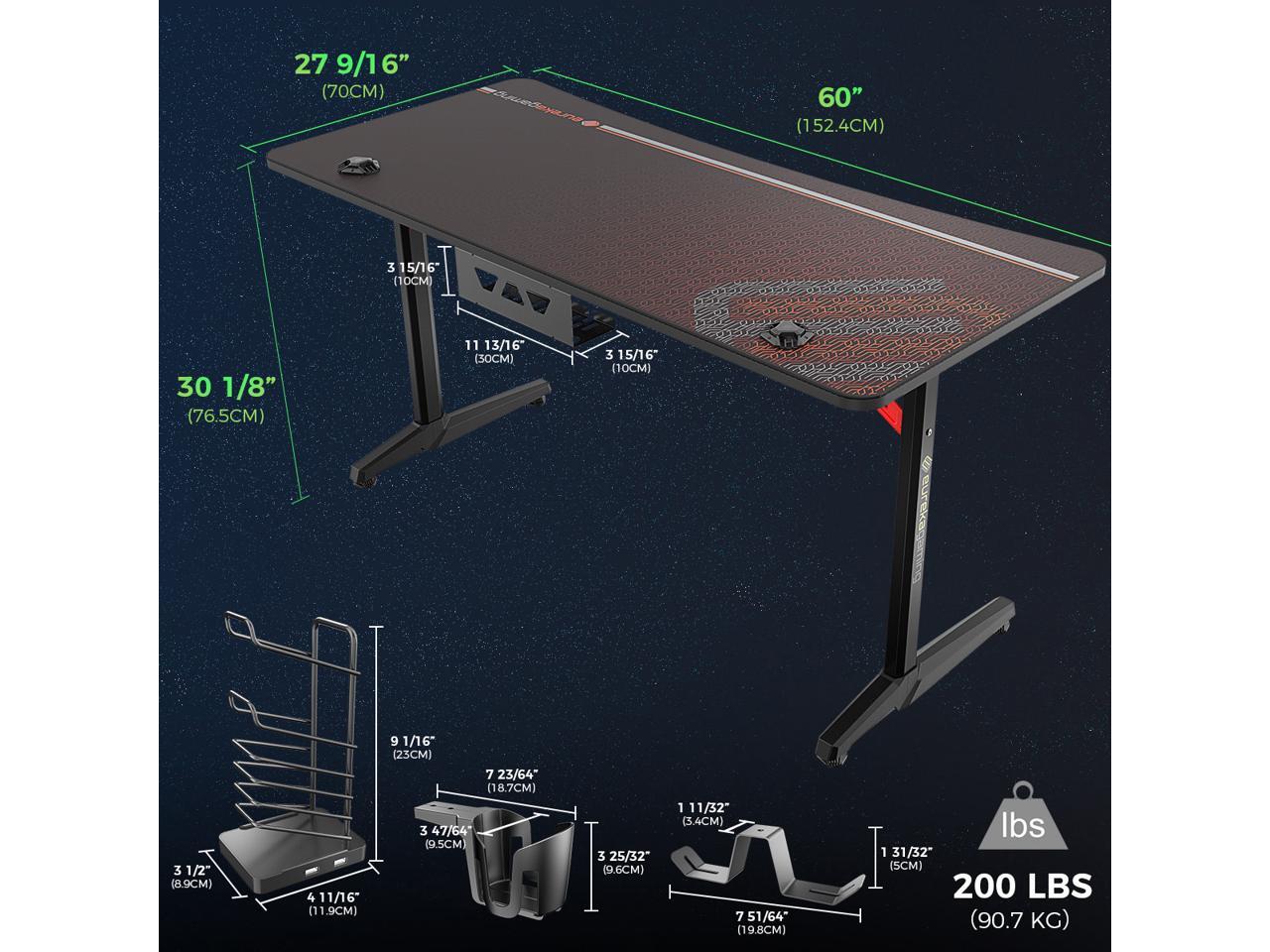 Eureka Ergonomic® Gaming Desk 60" Home Office Computer Desk, New