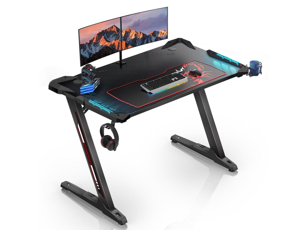 Eureka Ergonomic Z1-s Gaming Desk, Z Shaped Computer Desk With Rgb Led 