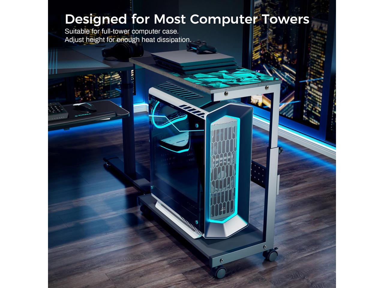 EUREKA ERGONOMIC Height Adjustable Computer Tower Stand, 2Tier ATX