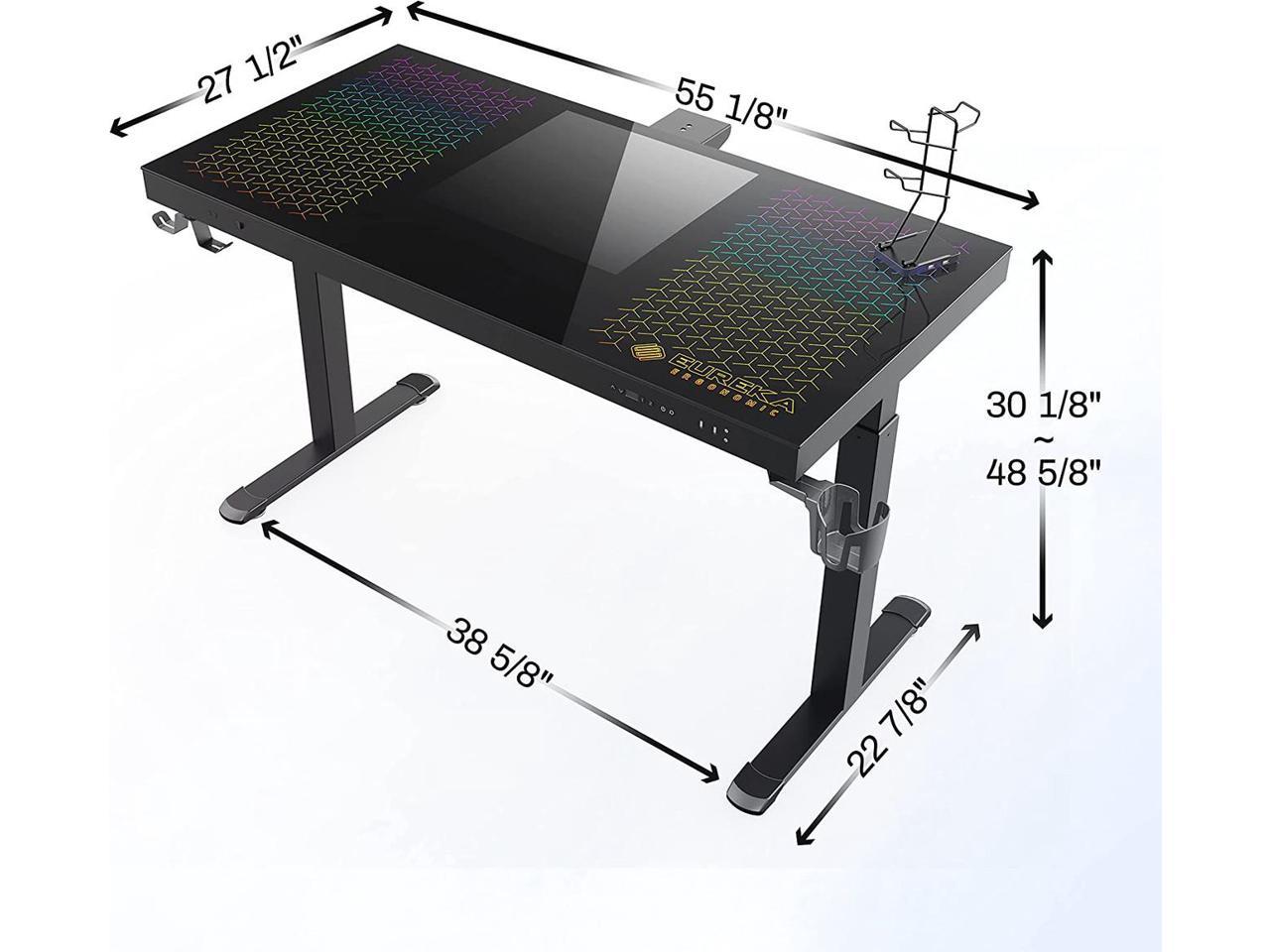 Eureka Ergonomic Gtg Evo Spectrum Rgb Built In Pc Computer Case Electric Standing Glass Desk