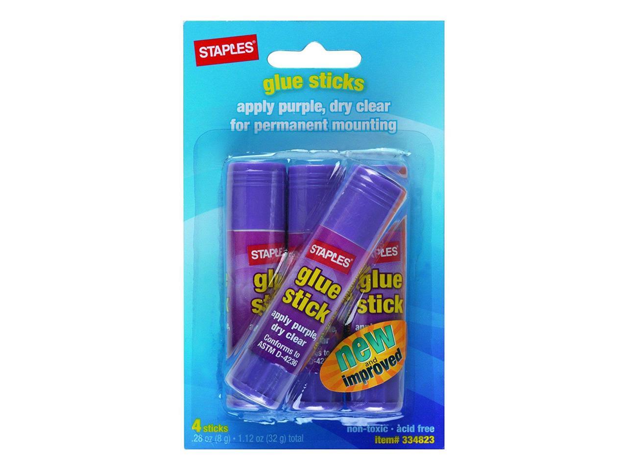 Staples Washable Glue Sticks, Purple, .26 oz., 4/Pack