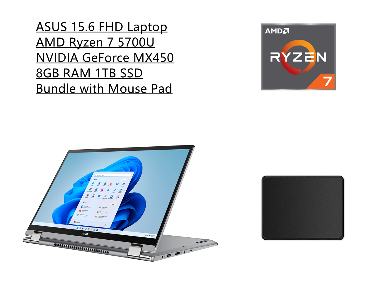 Thorny overrun accumulate ASUS ZenBook 15.6” Full HD Touch Screen Widescreen LED Display Laptop | AMD  Ryzen 7 5700U Processor | 8GB RAM | 1TB SSD | NVIDIA GeForce MX450 |  Windows 11 | Grey | Bundle with Mouse Pad - Newegg.com