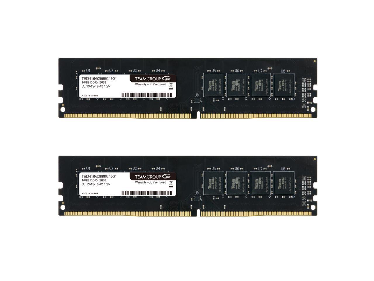 Teamgroup Elite Ddr4 32gb Kit 2 X 16gb 2666mhz Pc4 Cl19 Udimm 2 Pin Desktop Memory Ted432g2666c19dc01 Newegg Com