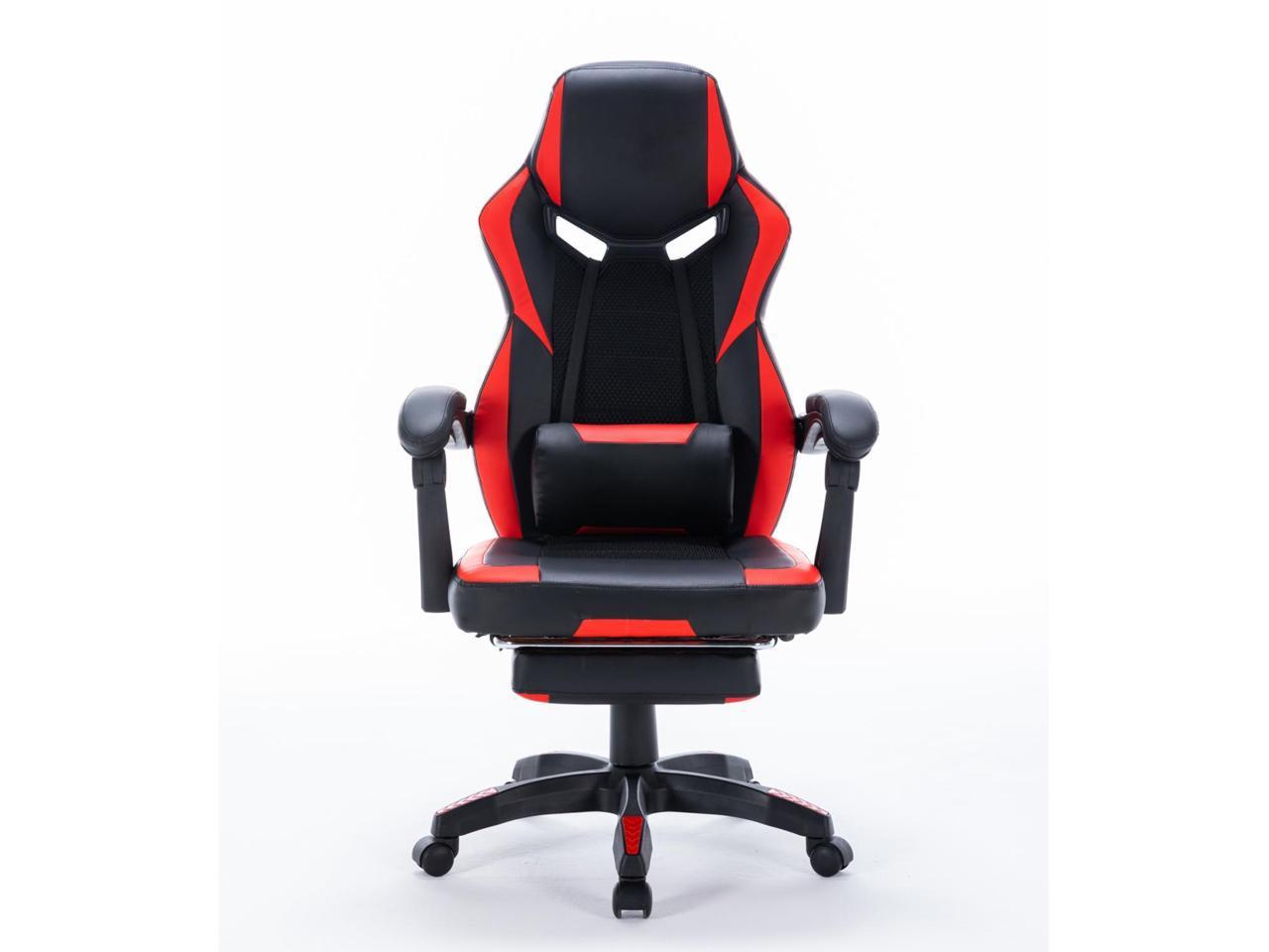 ViscoLogic MERLIN Ergonomic Sports Style Gaming Chair With Footrest (Black & Red)