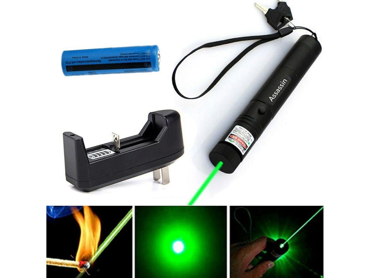 900Miles Assassin Green Laser Pointer Pen 1mw 532nm Visible Light Batt+Charger 