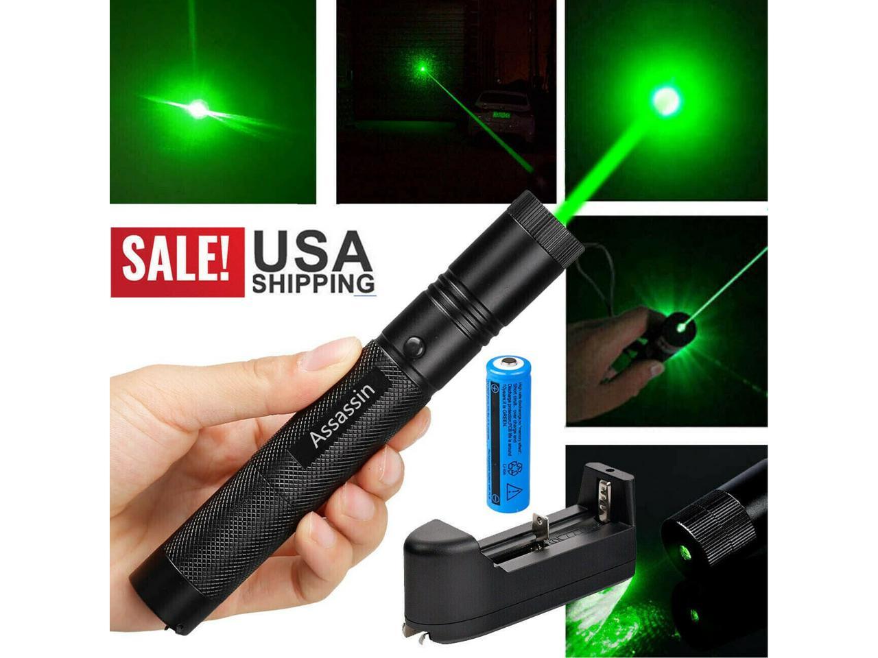 500Miles Assassin Green Laser Pointer 532nm Lazer Beam Light+18650+Char+Glasses 