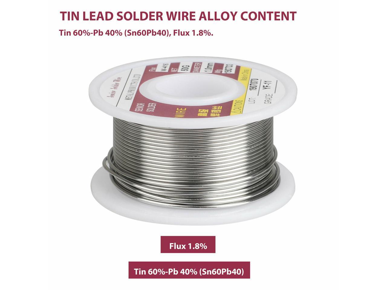 50G 60-40 Tin Lead Rosin Core Solder Wire Soldering Sn60 Pb40 Flux .039"/1.0mm 