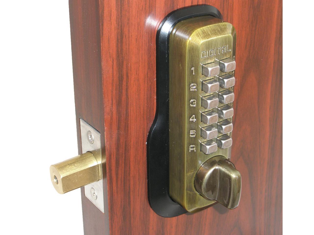Digital Door Lock M210 Mechanical Keyless Deadbolt Double Combination Antique Brass LockeyUSA M210-ABDC 