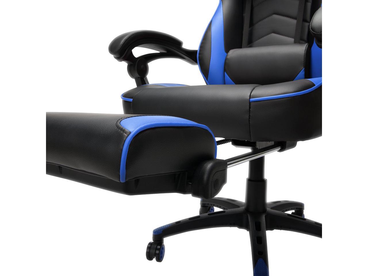 RESPAWN 110 Racing Style Gaming Chair, Reclining Ergonomic Leather Chair with Footrest, in Blue ...