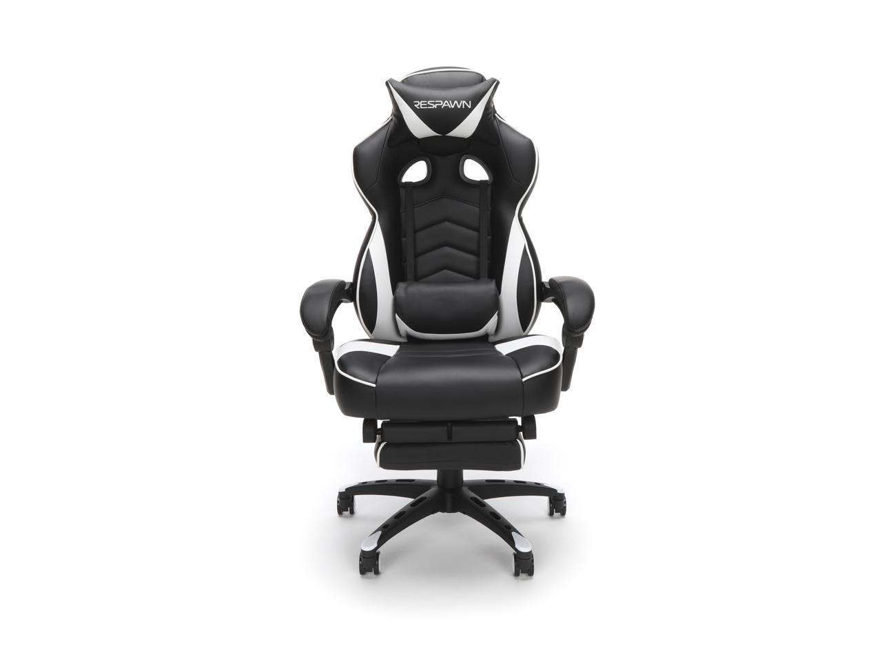 RESPAWN 110 Racing Style Gaming Chair, Reclining Ergonomic Leather Chair with Footrest, in White ...