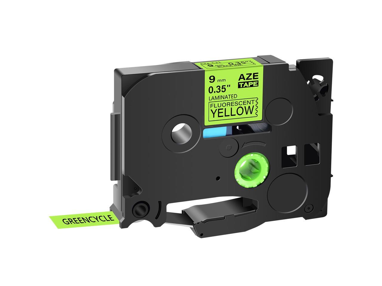 10PK Compatible with Brother TZ TZe-C21 Black on Fluorescent Yellow Tape 9mm 