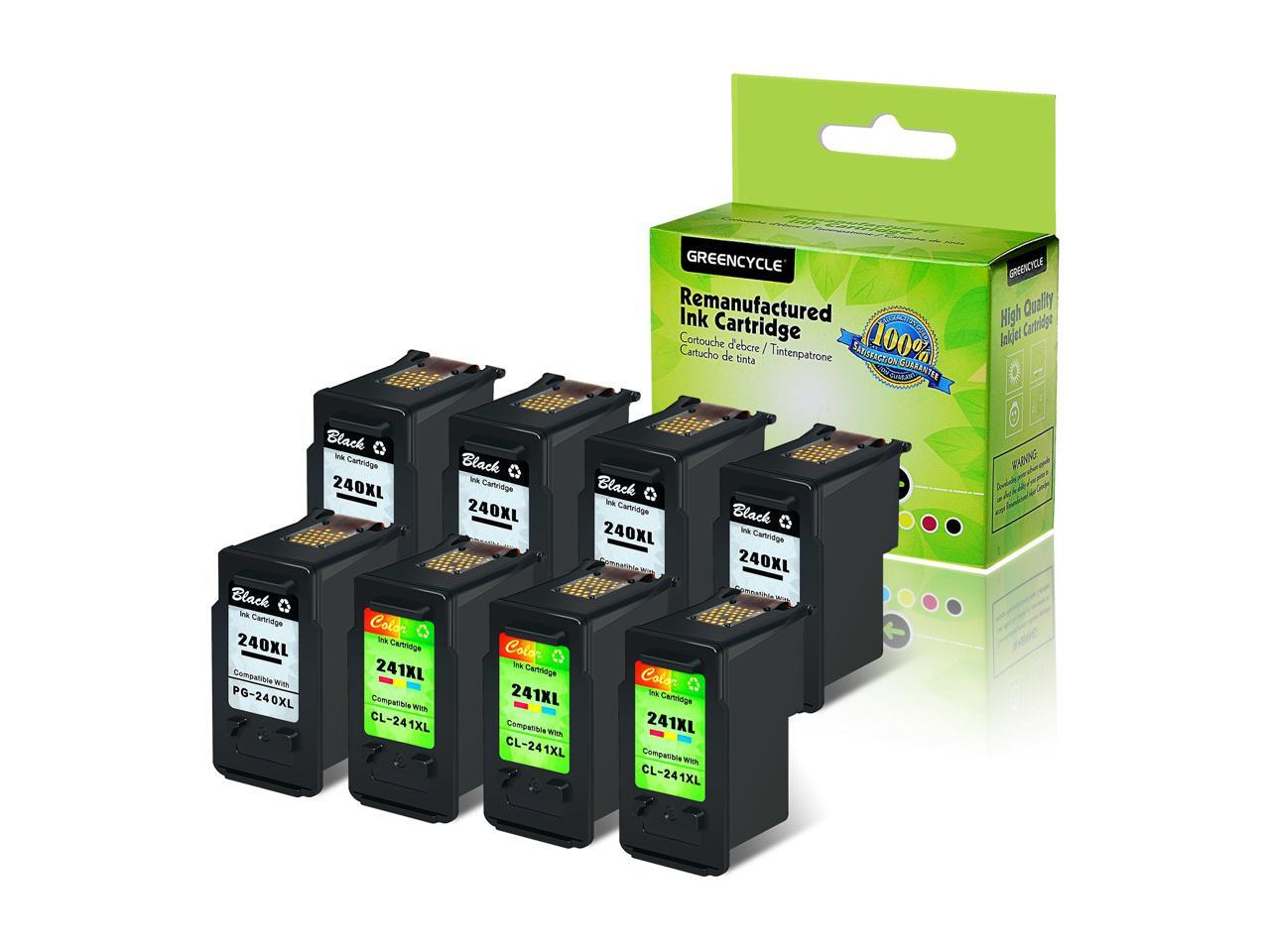 GREENCYCLE 8 Pack Ink Cartridge Compatible Set PG240XL CL241XL (5