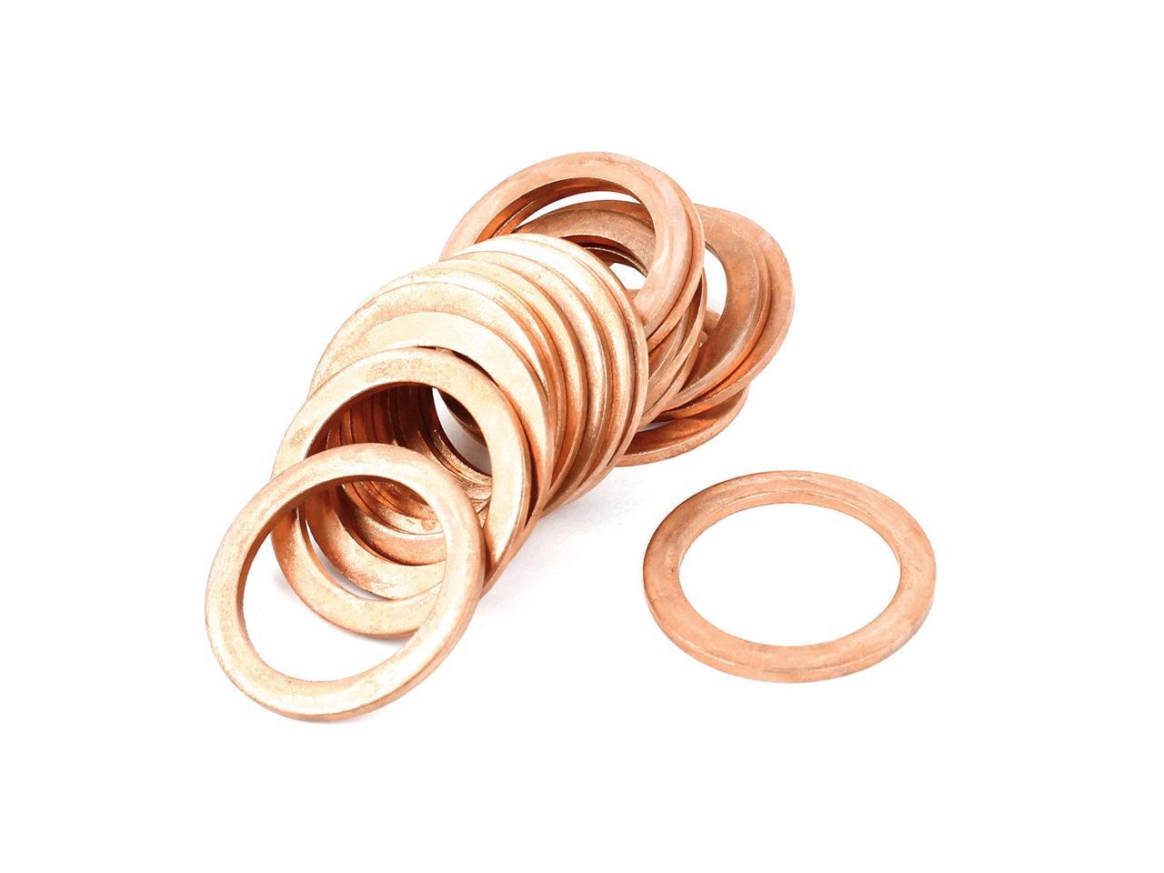H● 20 Pcs 20mm x 24mm x 2mm Metric Ring Shape Copper Flat Washer. 