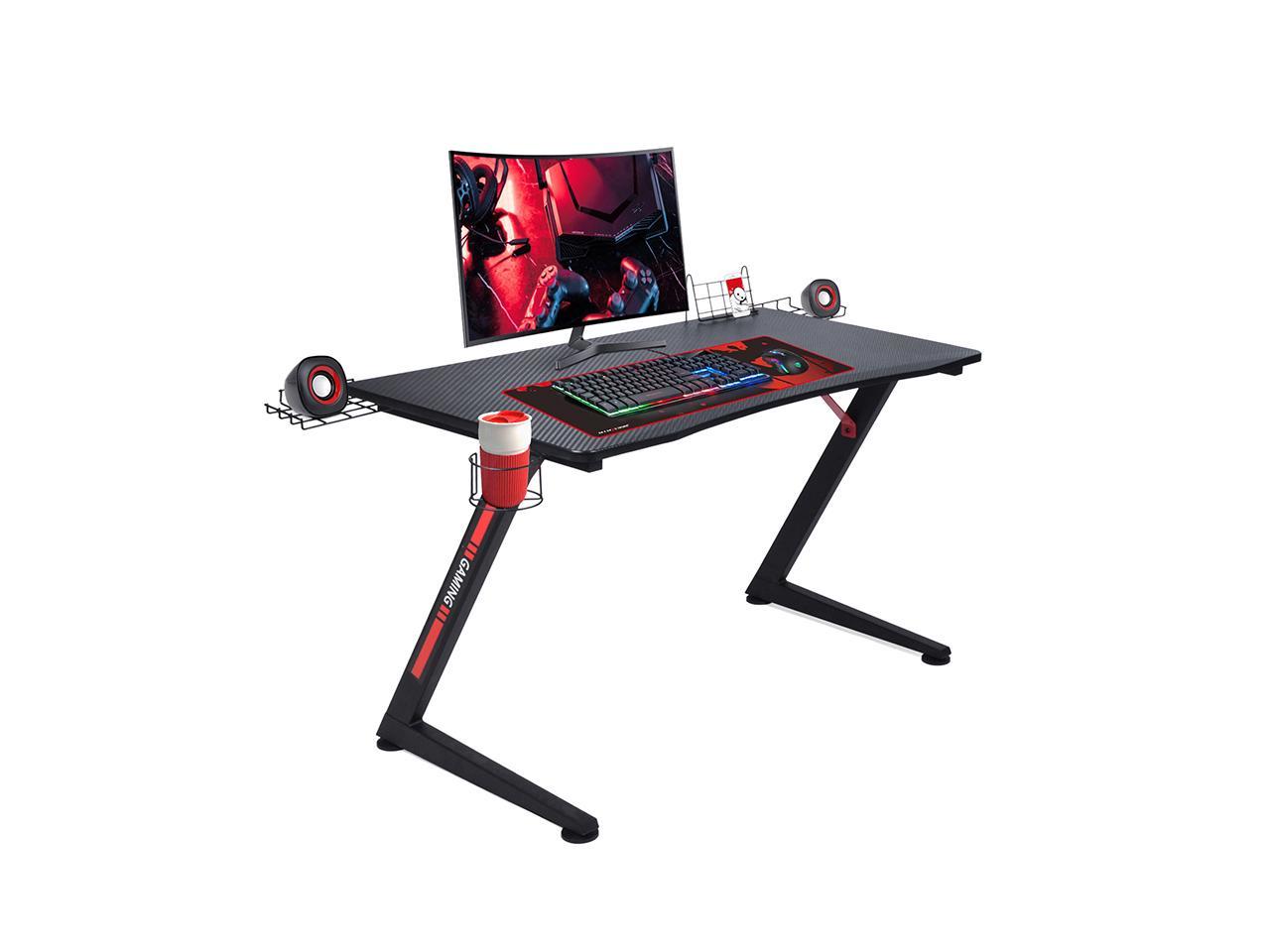 Gtracing Gaming Desk Computer Office Pc Gamer Table Pro Racing Style Professional Game Station Z Shaped Gaming Controller Tablet Stand Cup Holder Black Newegg Com