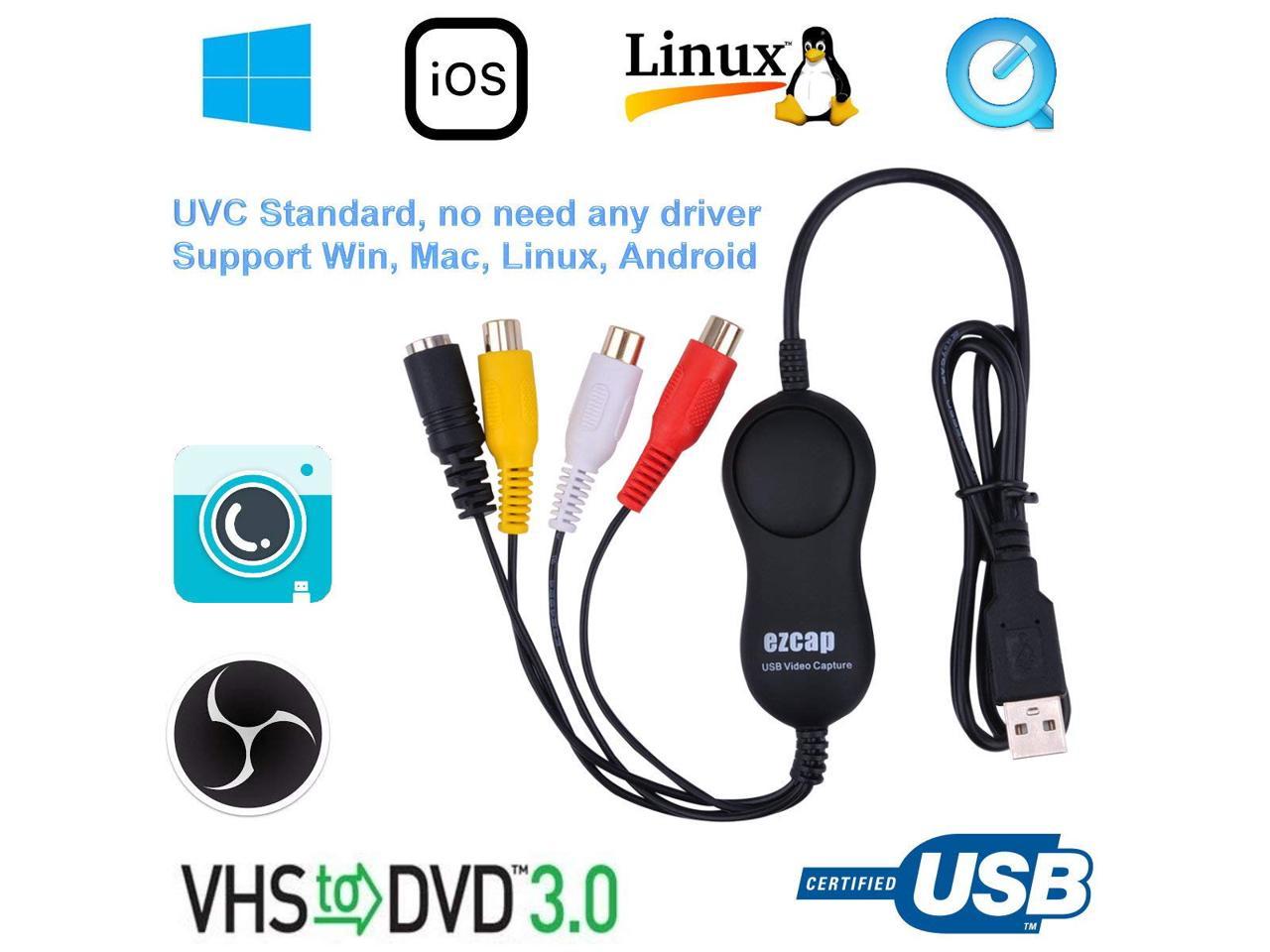 Ezcap158 Usb Audio Video Recording Card Uvc Video Capture Convert Analog Video Audio To Digital Format For Xbox Vhs Ps3 Newegg Com