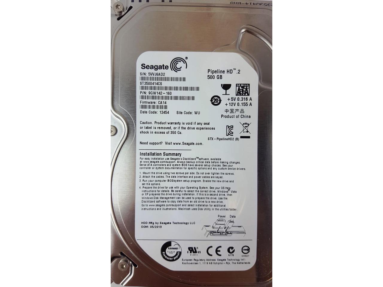 Seagate Pipeline HD 500GB Internal Hard Drive - 5900RPM SATA II For NAS, CCTV DVR (Renewed)