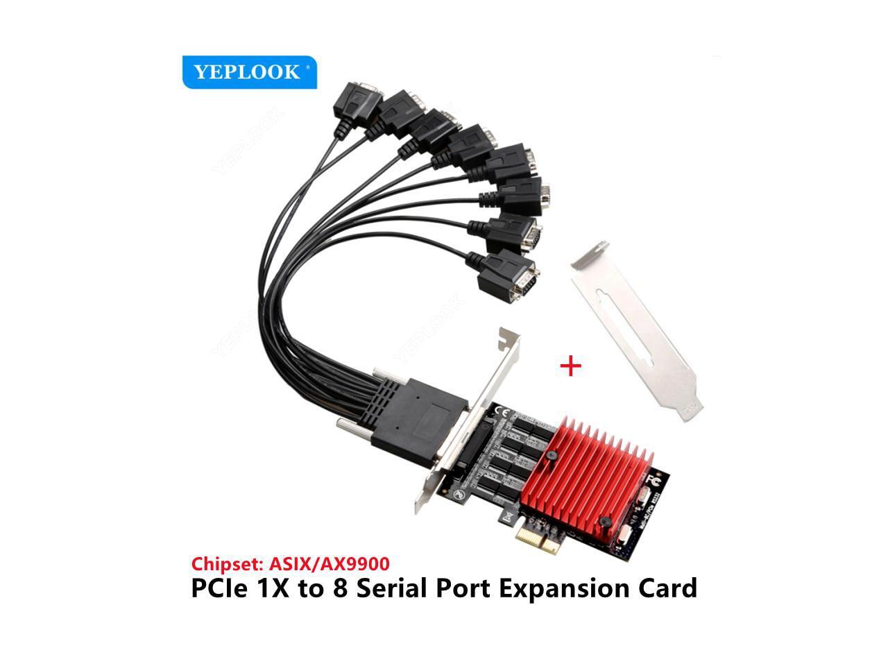 PCIe 1X to 8 Serial Port DB9 RS232 Expansion Card Adapter Chip ASIX