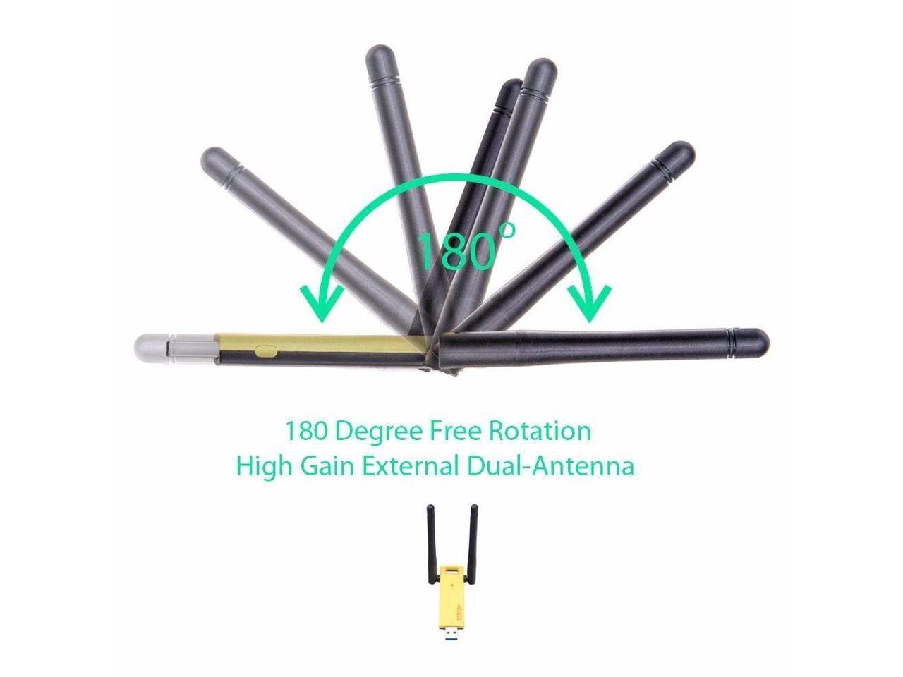 Realtek 8812AU Dual Band 1200Mbps Wireless USB WiFi Network Adapter Antenna