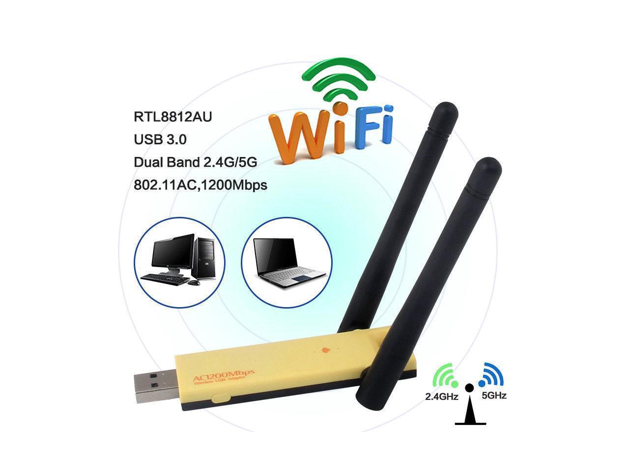 Realtek 8812AU Dual Band 1200Mbps Wireless USB WiFi Network Adapter Antenna