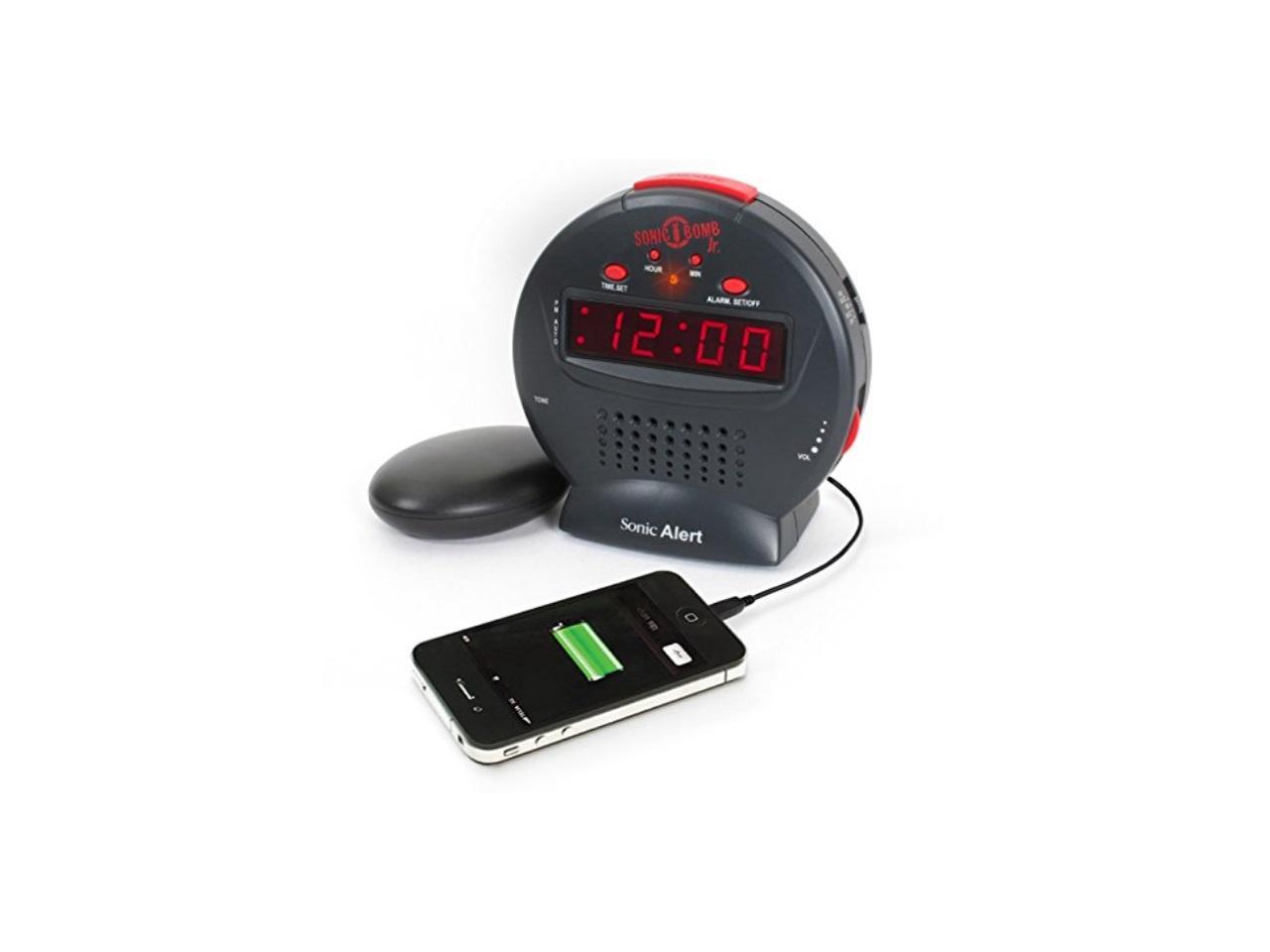 Sonic Bomb JR Extra Loud Amplified Alarm Clock Deep Sleepers Bed Shaker SBJ525SS 