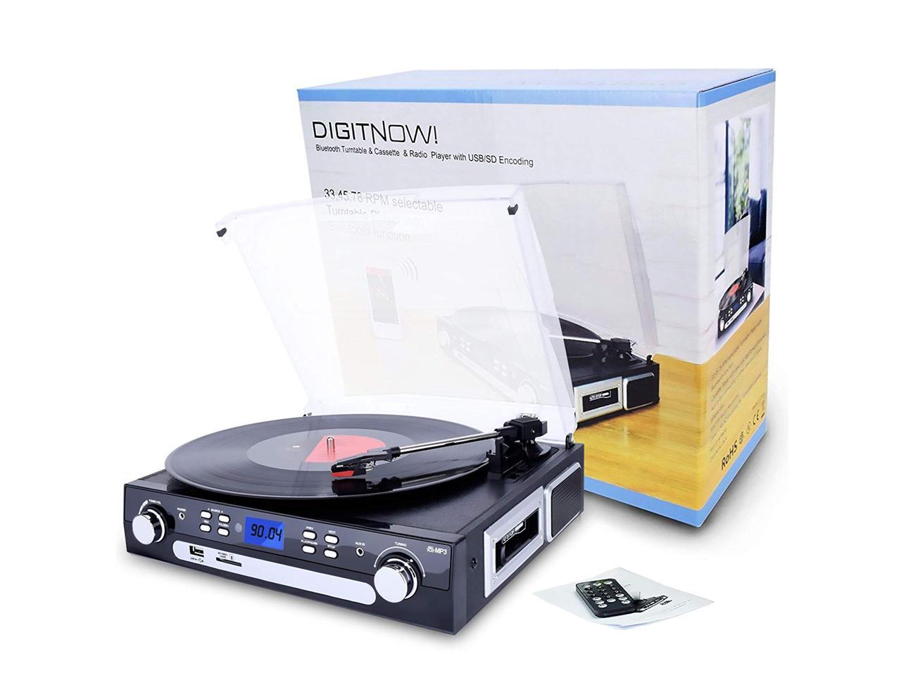 DIGITNOW Bluetooth Record Player with Stereo Speakers, Turntable for