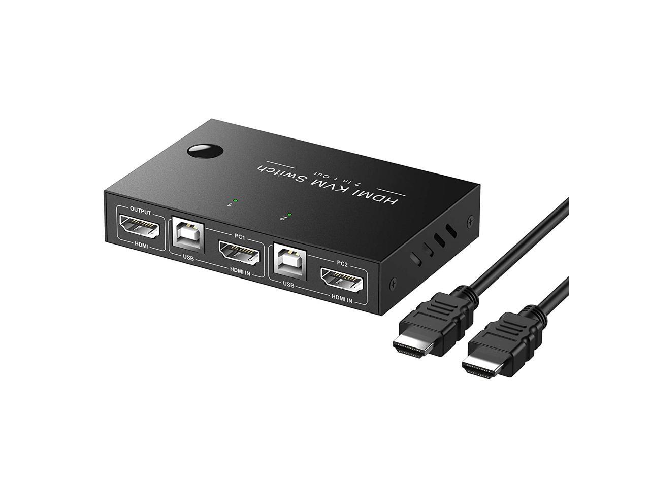 KVM Switch HDMI 2 Port Box,USB Switch selector 2 Computers Share ...