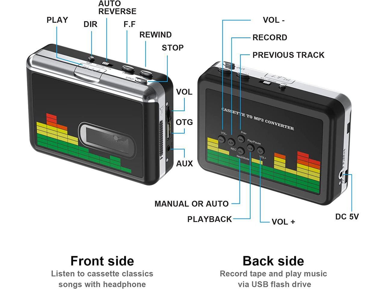 DIGITNOW USB Cassette Player, Portable Walkman Stereo Tape to MP3 Converter, Audio Music