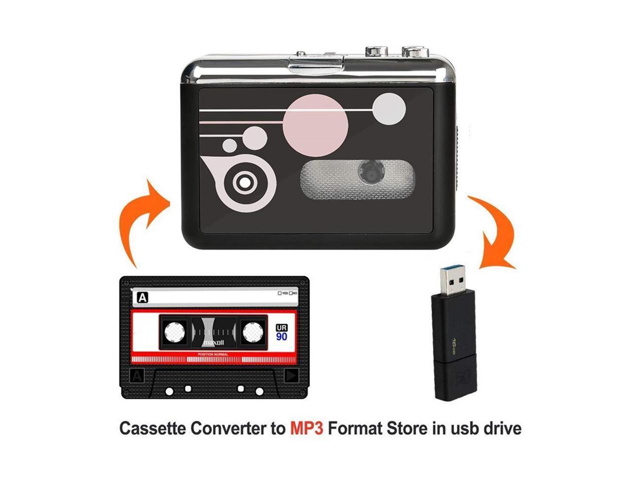 Portable Converter Recorder Convert Tapes to Digital MP3 Save into USB Flash Drive/ No PC Required Black Rybozen Cassette Player